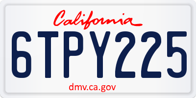 CA license plate 6TPY225