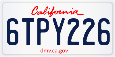 CA license plate 6TPY226