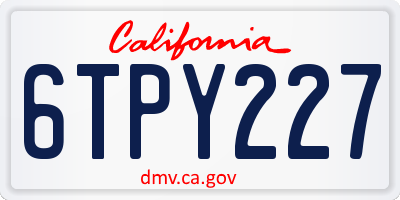 CA license plate 6TPY227