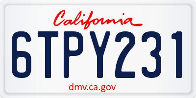 CA license plate 6TPY231