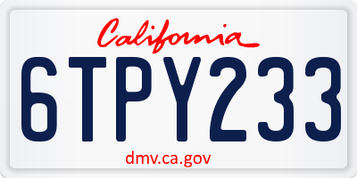 CA license plate 6TPY233