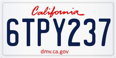 CA license plate 6TPY237