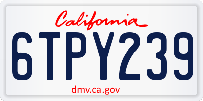 CA license plate 6TPY239