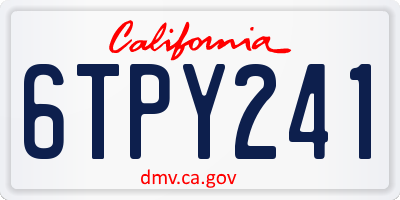 CA license plate 6TPY241