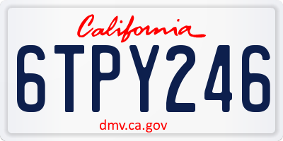 CA license plate 6TPY246