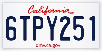 CA license plate 6TPY251