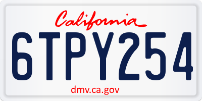 CA license plate 6TPY254