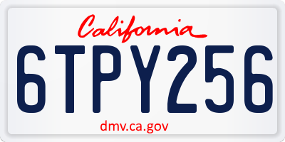 CA license plate 6TPY256