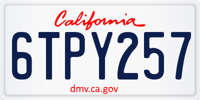 CA license plate 6TPY257