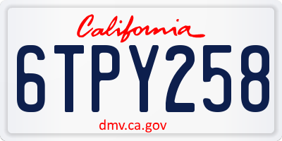 CA license plate 6TPY258