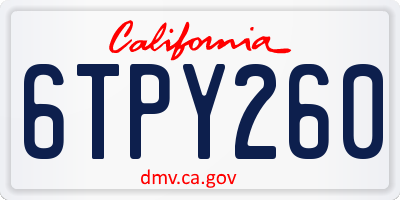 CA license plate 6TPY260