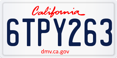 CA license plate 6TPY263