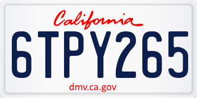 CA license plate 6TPY265