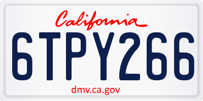 CA license plate 6TPY266