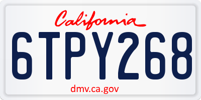 CA license plate 6TPY268