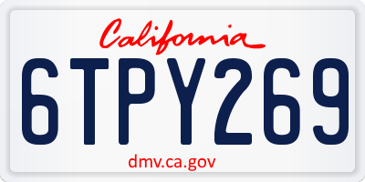 CA license plate 6TPY269