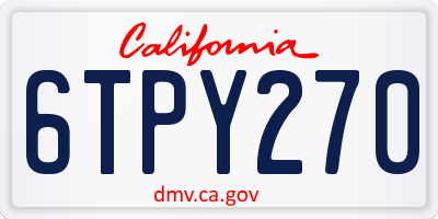 CA license plate 6TPY270