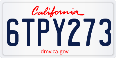 CA license plate 6TPY273