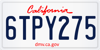 CA license plate 6TPY275