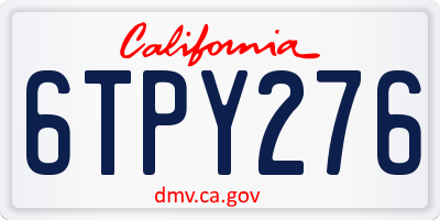 CA license plate 6TPY276