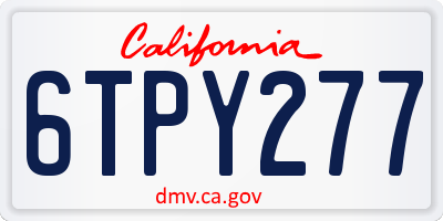 CA license plate 6TPY277