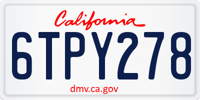 CA license plate 6TPY278