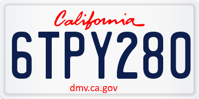 CA license plate 6TPY280