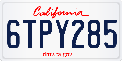 CA license plate 6TPY285