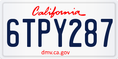 CA license plate 6TPY287