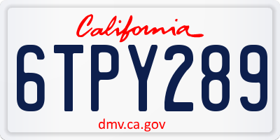 CA license plate 6TPY289