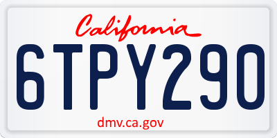 CA license plate 6TPY290