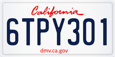 CA license plate 6TPY301