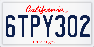 CA license plate 6TPY302