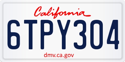 CA license plate 6TPY304