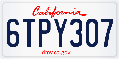 CA license plate 6TPY307