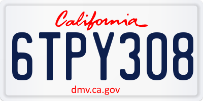 CA license plate 6TPY308