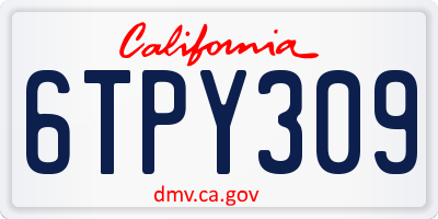 CA license plate 6TPY309