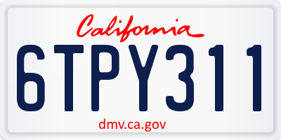 CA license plate 6TPY311
