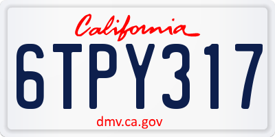 CA license plate 6TPY317