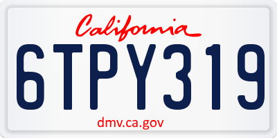 CA license plate 6TPY319