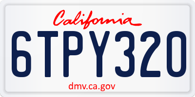 CA license plate 6TPY320