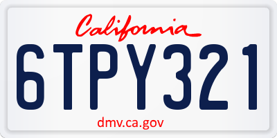 CA license plate 6TPY321