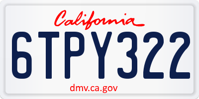 CA license plate 6TPY322