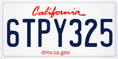 CA license plate 6TPY325