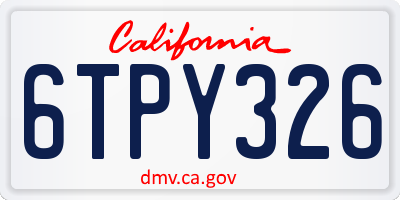CA license plate 6TPY326