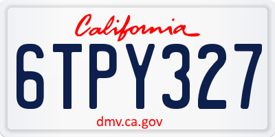 CA license plate 6TPY327