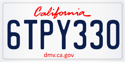 CA license plate 6TPY330