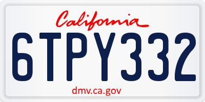 CA license plate 6TPY332