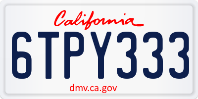 CA license plate 6TPY333