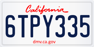 CA license plate 6TPY335